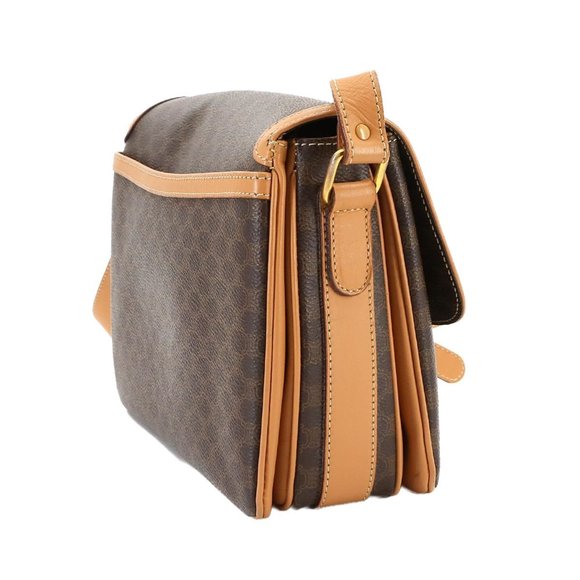 CELINE Macadam Shoulder Bag Leather Brown Gold Hardware - Picture 3 of 10